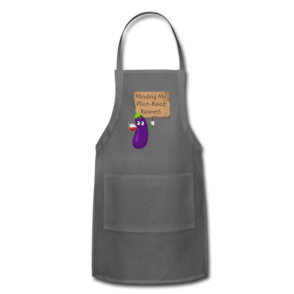 Minding My Plant-Based Business Apron - charcoal