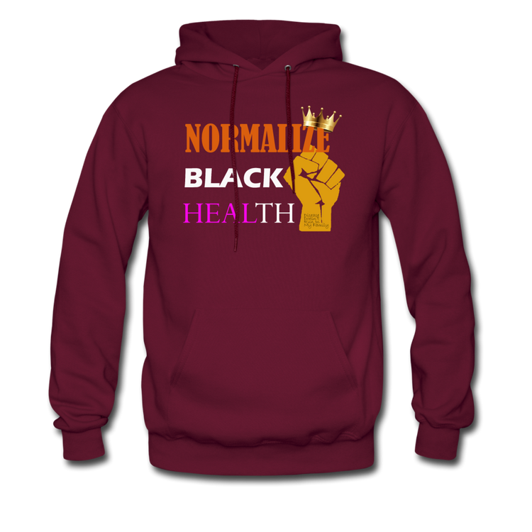 Men's Let's Normalize Black Health Hoodie (Alternative Design) - burgundy